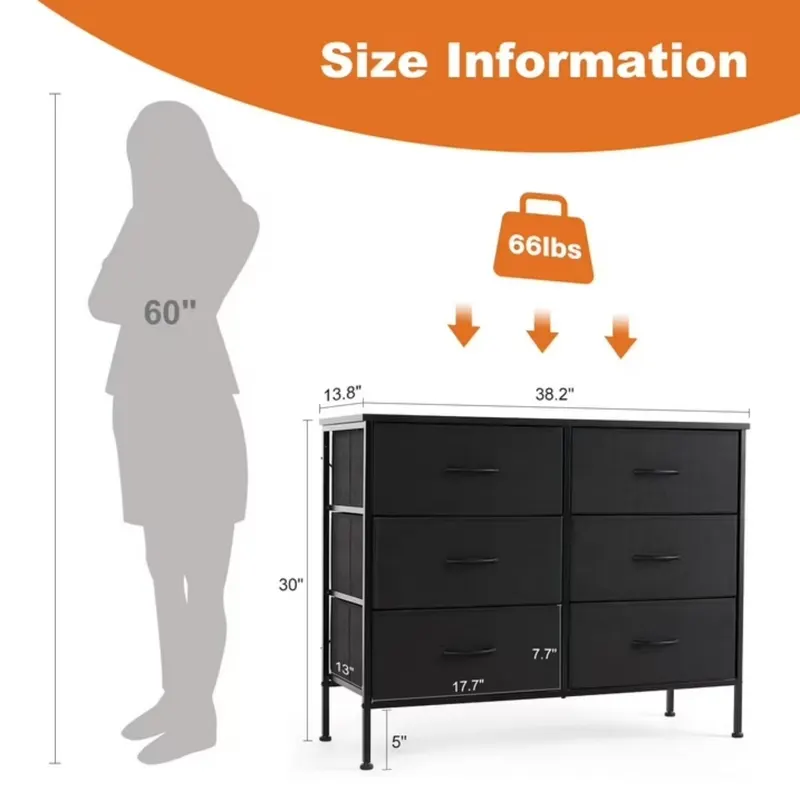 Fabric 6 Drawer Dresser — Bedroom Storage Cabinet — photo 3