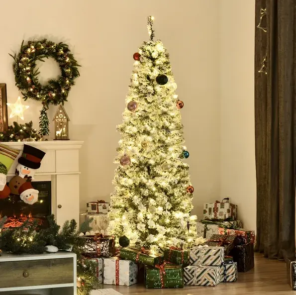 6 Ft Pre-lit Snow-flocked Slim Douglas Fir Artificial Christmas — photo 2