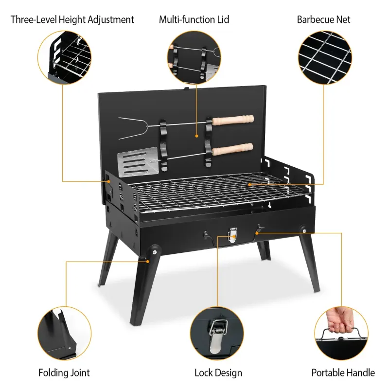 Portable Charcoal Grill Foldable BBQ Suitcase Grill Shelf β photo 8