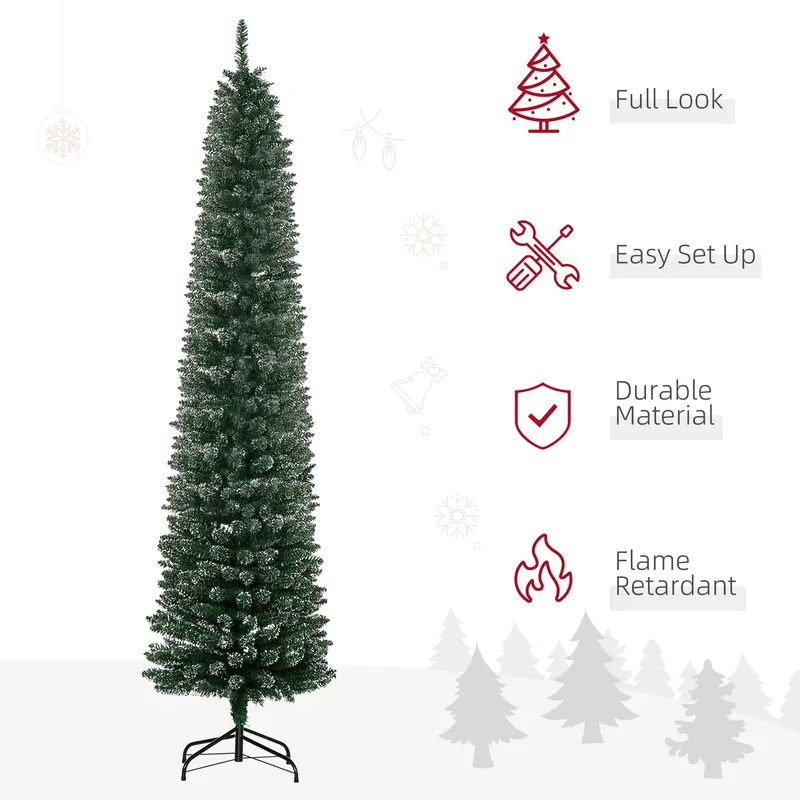 7.5FT Artificial Snow Dipped Christmas Tree Xmas Pencil Tree — photo 3