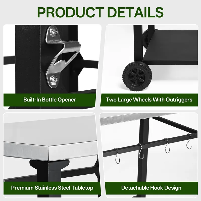 2-Tier Outdoor Grill Cart with Stainless Steel Top — photo 5