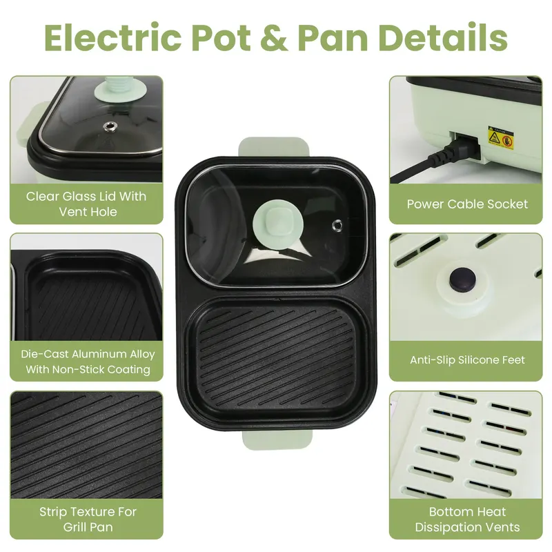 Electric Hot Pot with Grill 2-in-1 Hot Pot and Frying Pan β photo 3