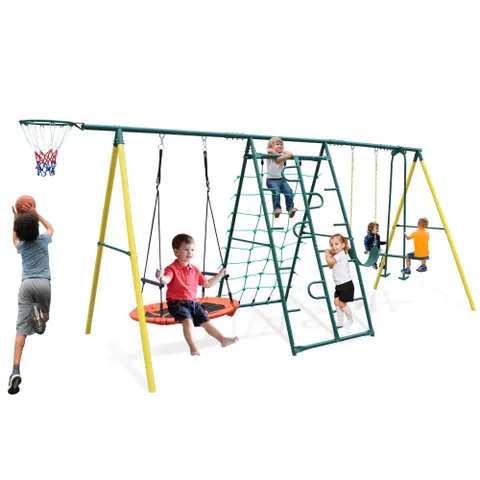 Indoor Outdoor Metal Swing Set with Safety Belt