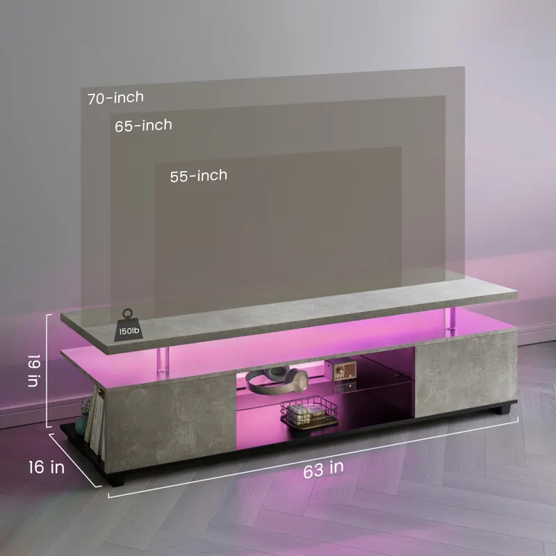 TV Stand for 70 Inch TV LED Gaming Entertainment Center Media β photo 3