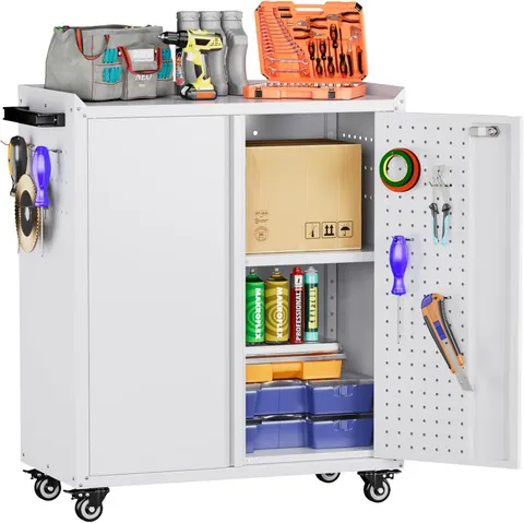 Metal Storage Cabinet with 2 Doors and 4 Hooks