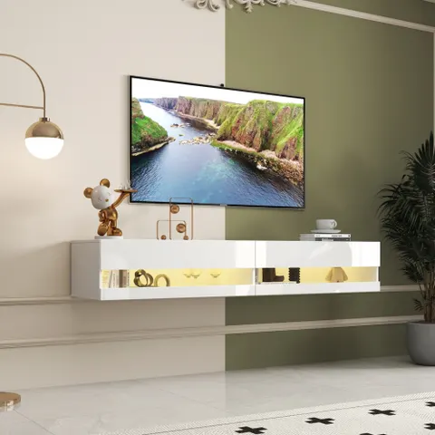 180 Wall Mounted Floating 80 TV Stand with 20 Color LEDs