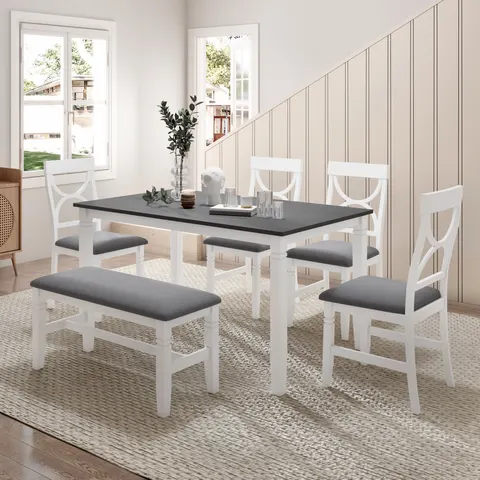 6- Piece Wood Dining Table Set Kitchen Table Set