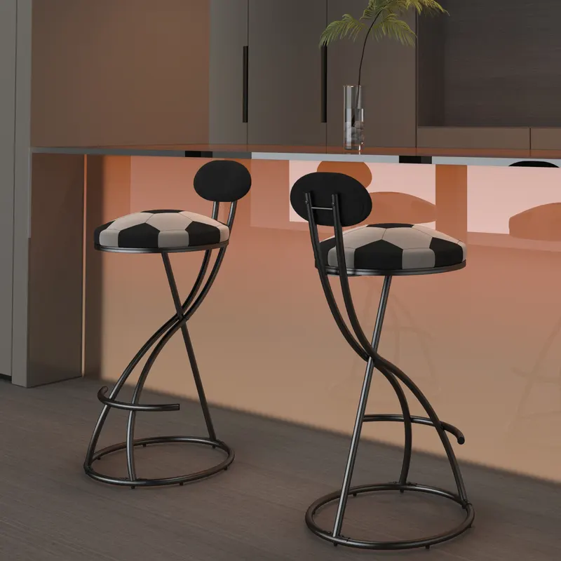 Upholstered S-shaped Barstools Set of 2 Velvet Counter Bar — photo 4
