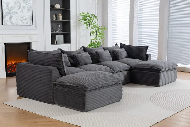 129.8" Width Cloud Couch Oversized Modular Sectional Sofa True — photo 6