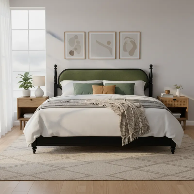 King Bed Frame β Solid Wood Platform with Slats