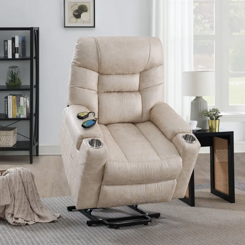 Nairi Ivory Leather Aire Power Motion Recliner with Lift β photo 5