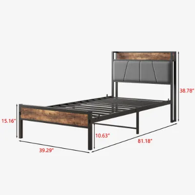 Twin Size Bed Frame β Storage Headboard with Charging Station β photo 2