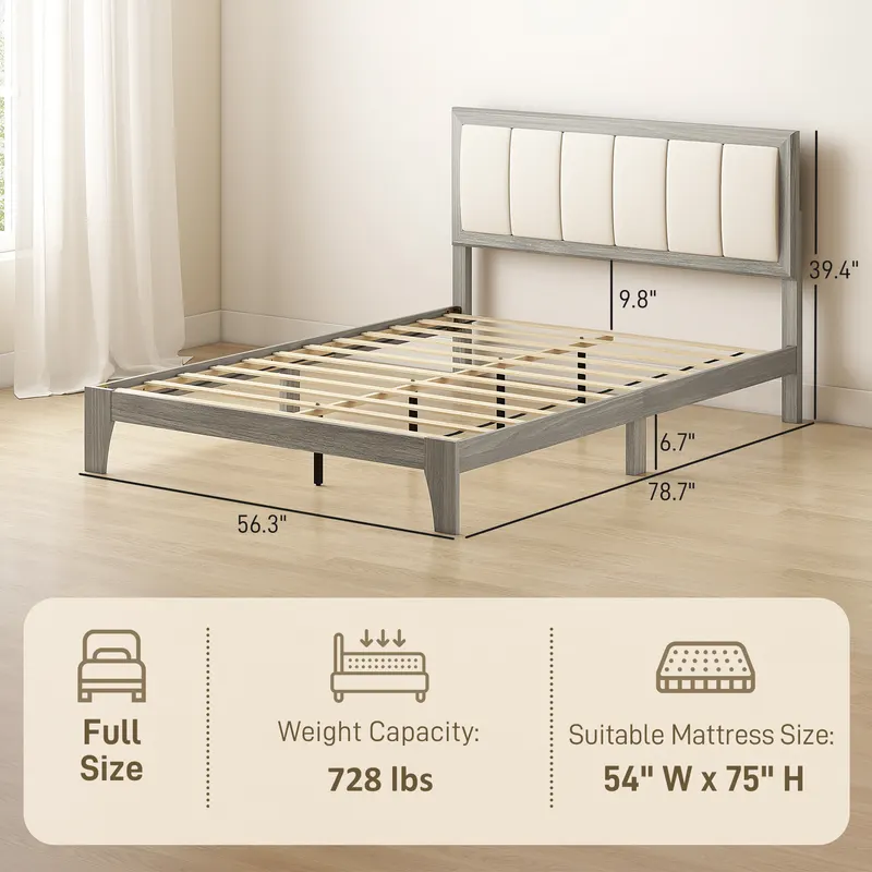 Full Bed Frame with Headboard Full Size Platform Bed Frame — photo 8