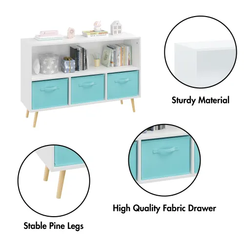 Fiberboard Children's Bookshelf with Foldable Fabric Drawers — photo 7
