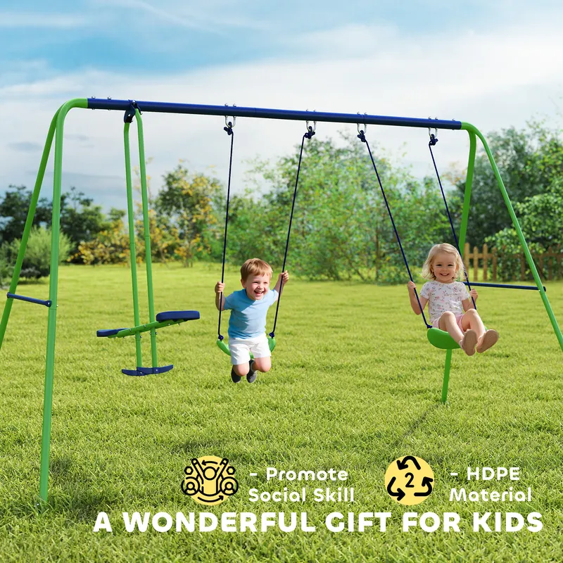 Metal Swing Set with Glider β Two Swing Seats and Adjustable β photo 8