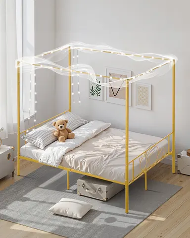 Full Size Canopy Bed Frame — Metal Canopy Bed with Minimalist
