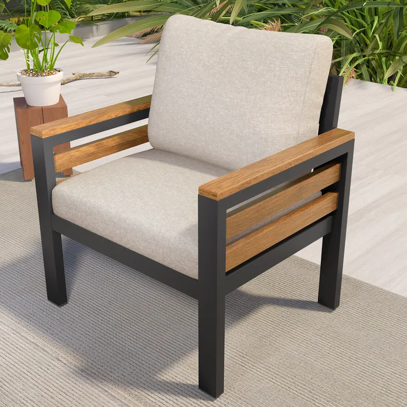 4-Piece Outdoor Furniture Sofa Set for 5 People with Acacia Wood β photo 4