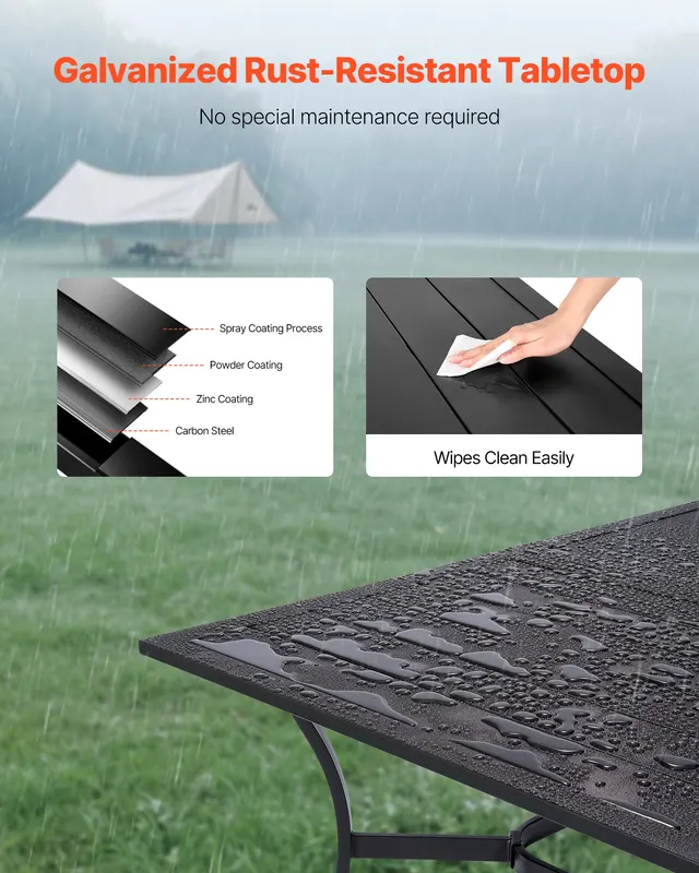 Outdoor Patio Dining Table — 59 Inch Long Rectangular Metal — photo 2