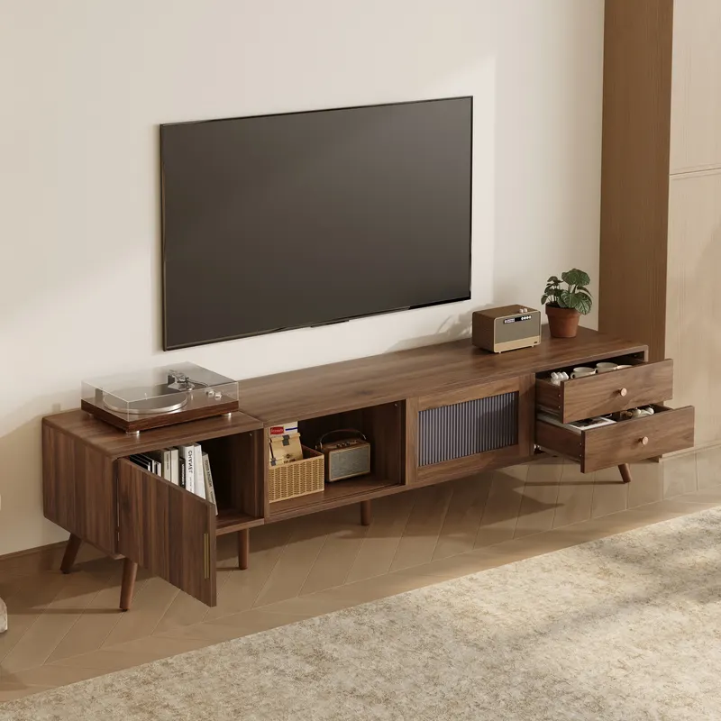 76 Modern Minimal Glass-doors TV Stand for TVs Up to 85 Inches β photo 3