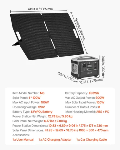 Portable Power Station with 100W Solar Panel
