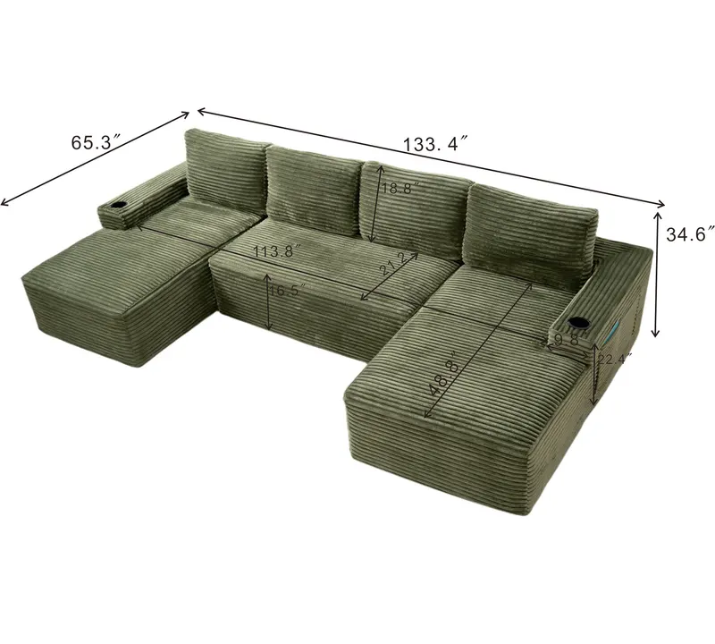 Compressible U-shaped Sectional Sofa Set — photo 4