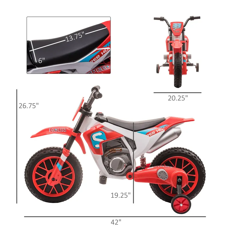 12V Electric Kids Ride on Dirt Bike Motorcycle Toy w/ Training — photo 8