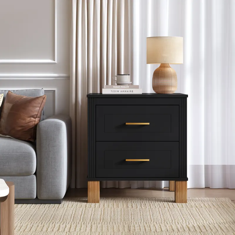 2 Drawer Nightstand — Premium Wood Storage with Elegant Fluted — photo 2