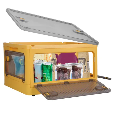 70QT 66L Foldable Storage Bins with Lid 4 Doors Collapsible