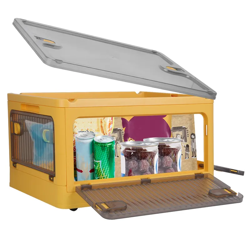 70QT 66L Foldable Storage Bins with Lid 4 Doors Collapsible
