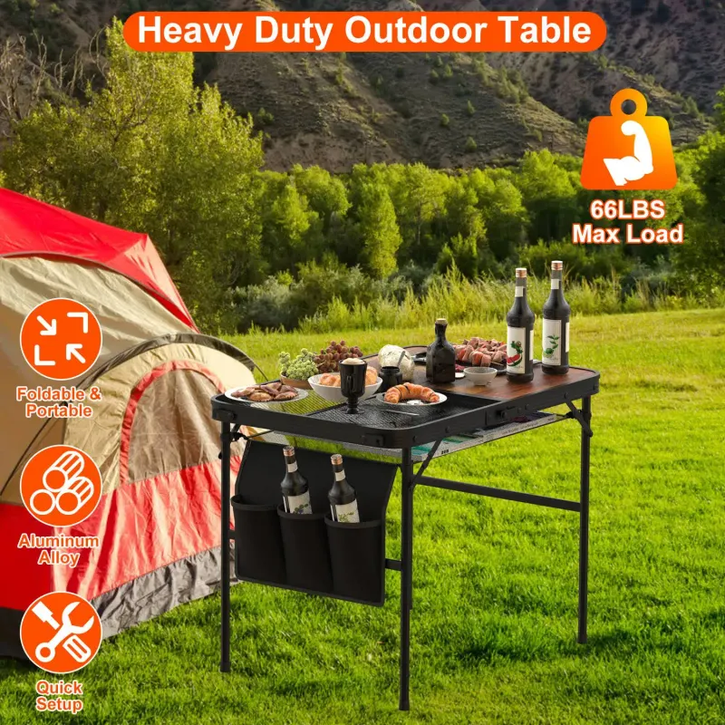 Foldable Camping Table Collapsible Picnic Aluminum Alloy Grill β photo 3