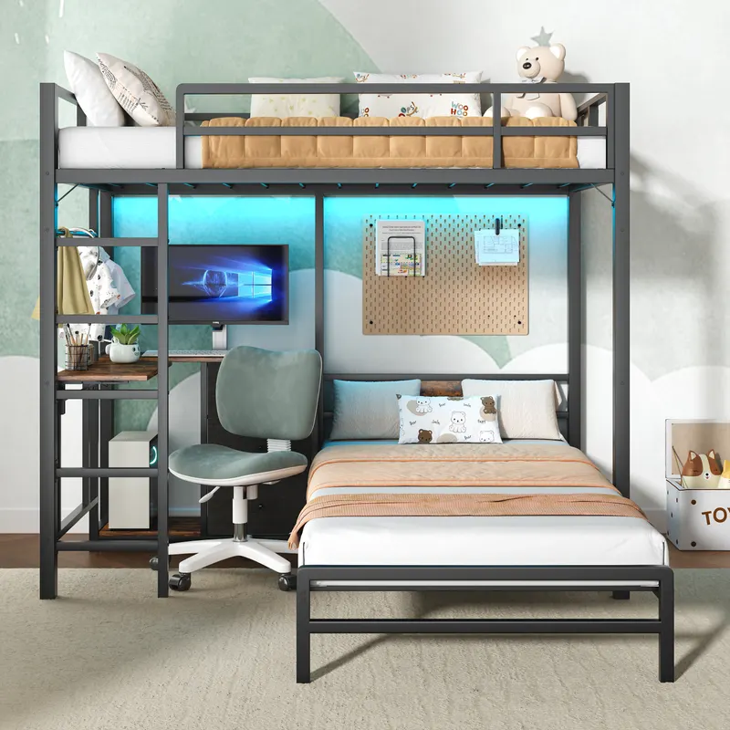 Bunk Bed with Folding Table β 3 Storage Drawers