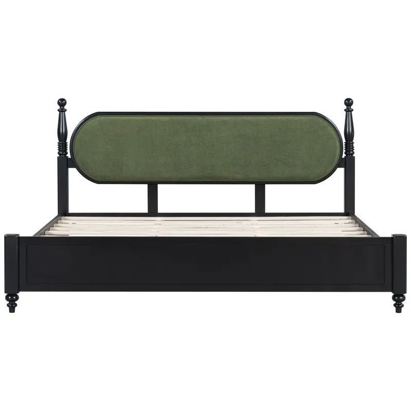 King Bed Frame β Solid Wood Platform with Slats β photo 4