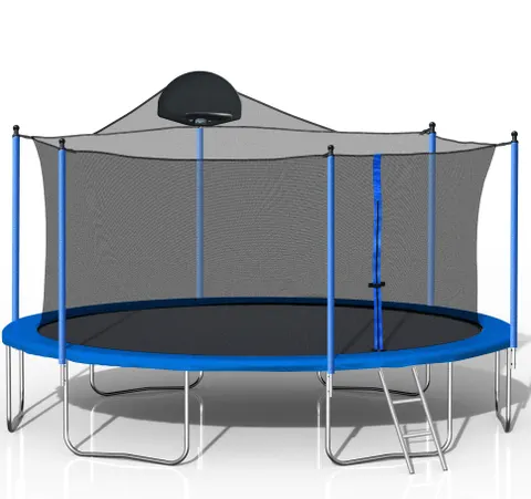 14FT Trampoline for Adults Kids with Basketball Hoop