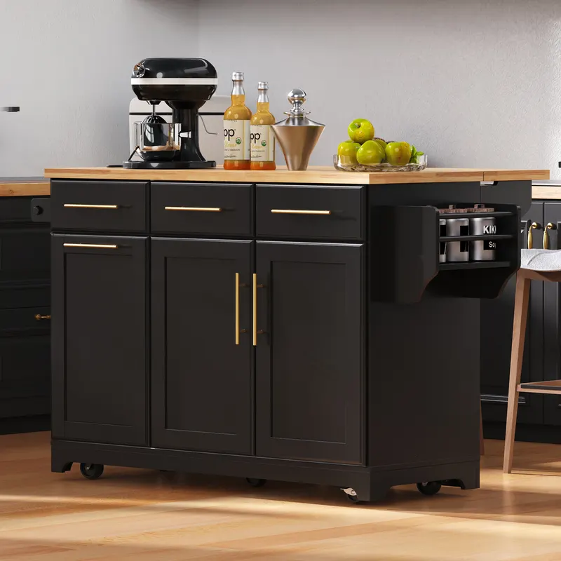 K & K 59.3 Kitchen Island with Storage 2 Pull Out Cabinet — photo 5