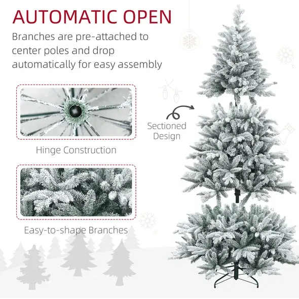 7 Ft Snow Flocked Artificial Christmas Tree with 1401 Tips β photo 5