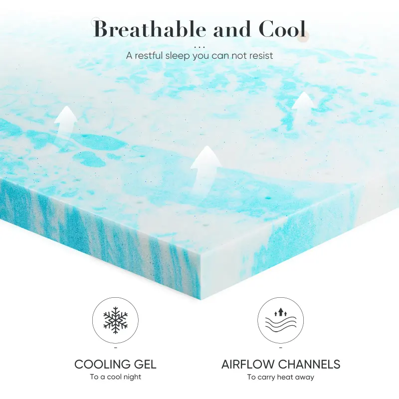 2-3 Inch Gel Memory Foam Mattress Topper Full Size Cooling — photo 4