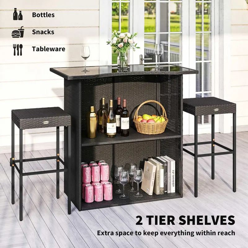5 Piece Rattan Wicker Bar Set β High Top Outdoor Table β photo 4