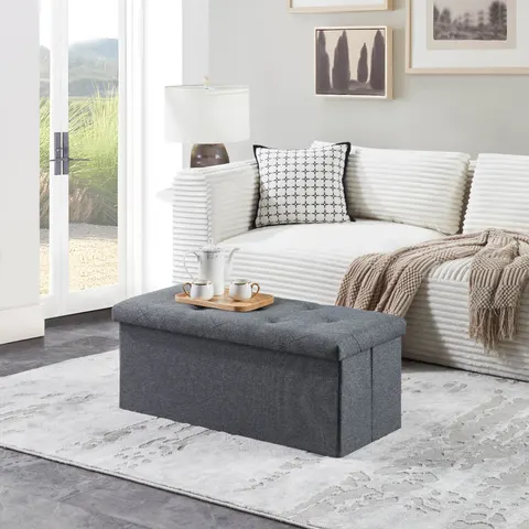Folding Storage Ottoman Bench — Ottoman Foot Rest