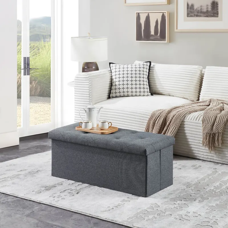 Folding Storage Ottoman Bench — Ottoman Foot Rest