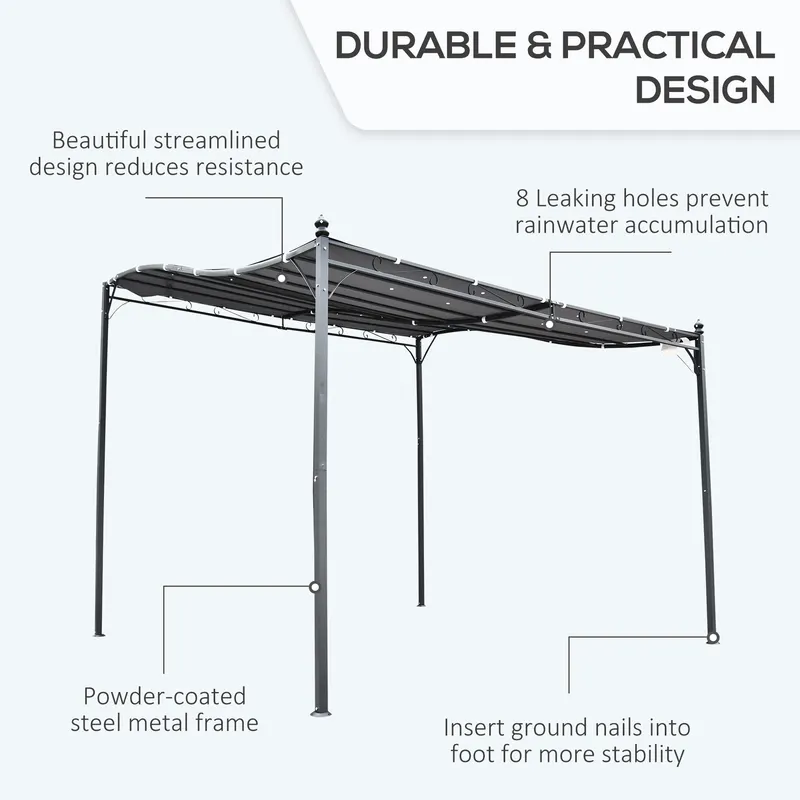 Durable 10x10 Steel Pergola — Wall-mounted with Canopy for Patio — photo 5