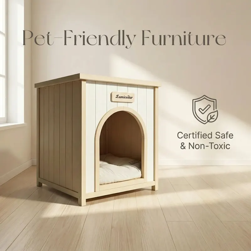 Modern Indoor Wooden Dog House with Removable Cushion — photo 4