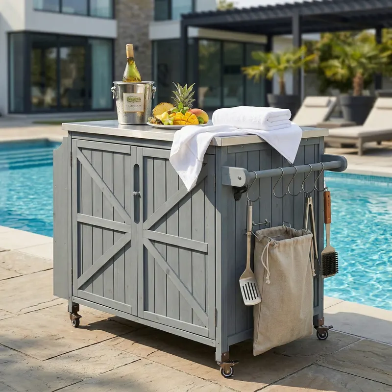 K & K 42.1 Outdoor Kitchen Island with Side Shelf — photo 4