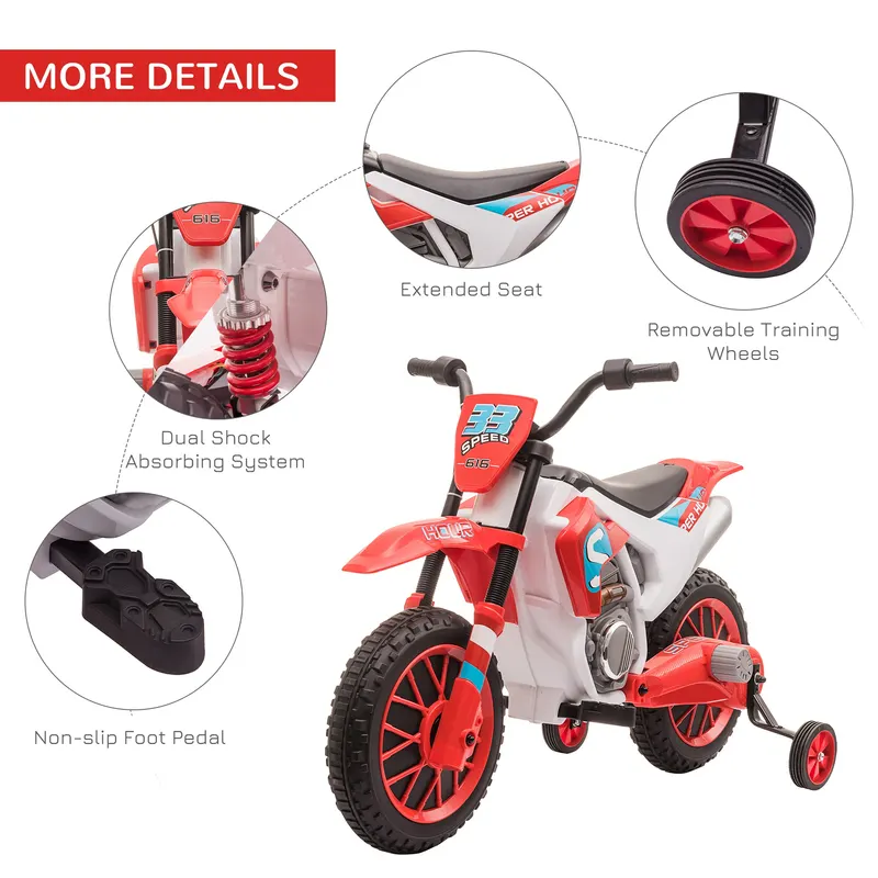 12V Electric Kids Ride on Dirt Bike Motorcycle Toy w/ Training — photo 4