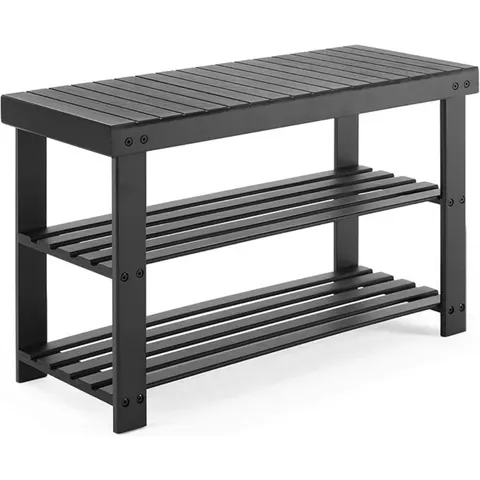 Three-tier Shoe Rack Bench — Bamboo Entrance Storage Organizer