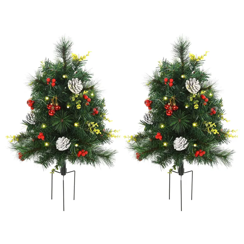 2.5ft 2 Pieces Prelit Artificial Christmas Tree with LED Light