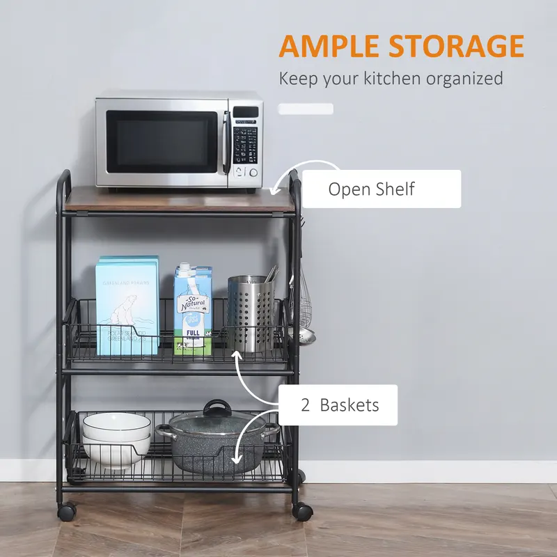 3 Tier Rolling Kitchen Cart with Storage — photo 4