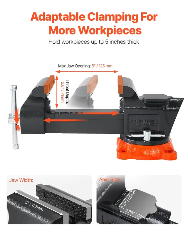Bench Vise — 5" Jaw Width — photo 3