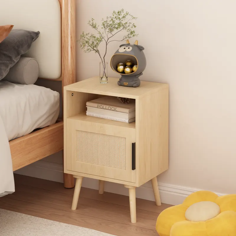 22.83'' H Rattan Nightstand β Side Table with Door Open Shelf β photo 3