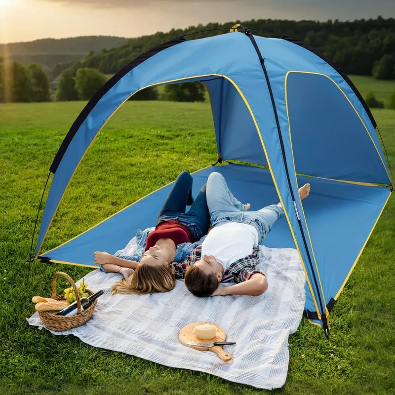 4-6 Person Beach Tent Canopy with 3 Door Openings Carry Bag β photo 3