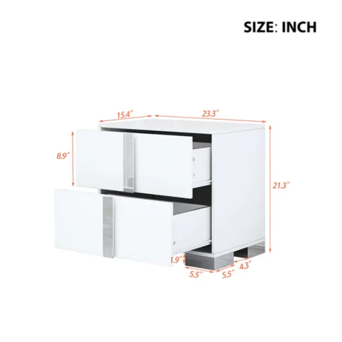 Elegant Nightstand with Metal Handle